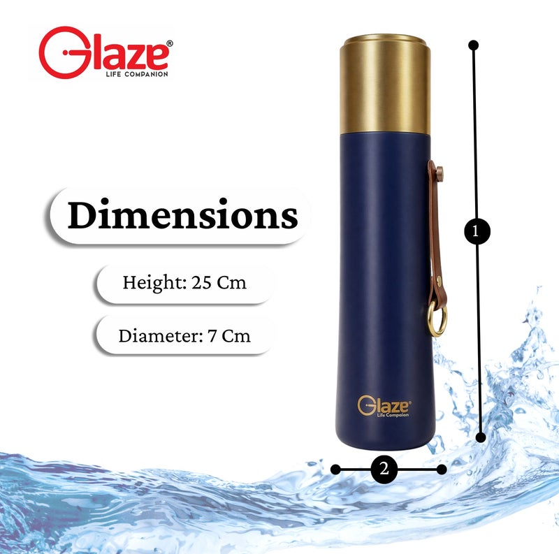 Glaze Water Bottle 304 Stainless Steel Vacuum Insulated Hot & Cold Leak-Proof 500ml Blue - Image 4